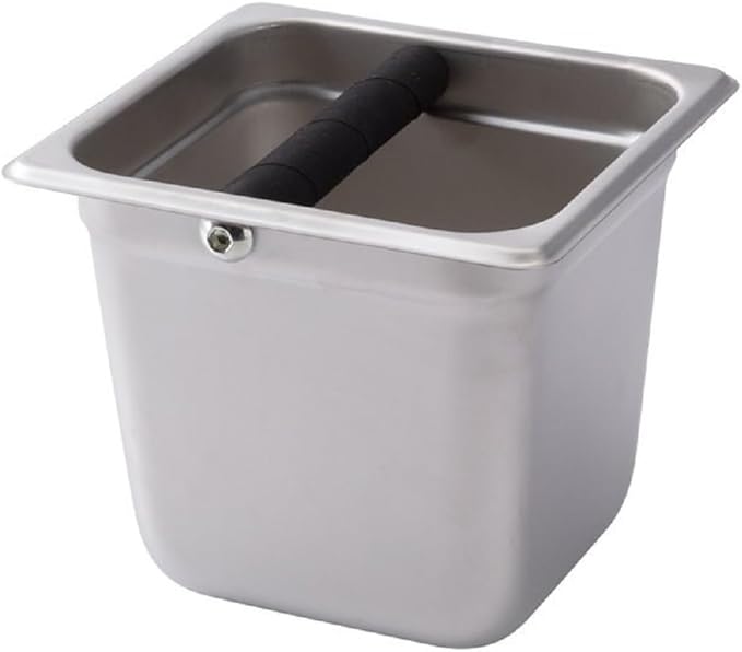 TrueCraftware- 6” Deep Commercial Grade Stainless Steel Coffee Knock Box with Rubber Knock Bar 0.6mm Thickness- Durable Barista Espresso Knock Box Perfect for Restaurant Cafes Home