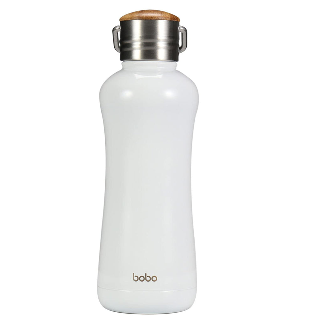 YOHKOH Mini Insulated Water Bottle With Bamboo Lid - 11.8oz Small Vacuum Insulated Water Bottle for Women Kids, 12 Hrs Hot & 24 Hrs Cold Stainless Steel Thermos Leak-Proof BPA-Free (11.8oz,White)
