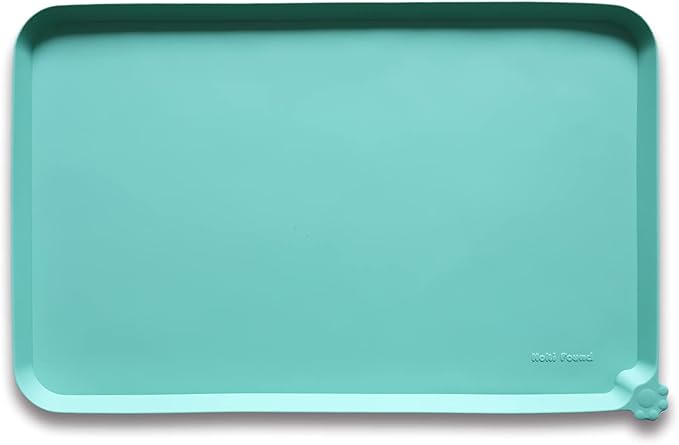 Hoki Found XX-Large Silicone Pet Feeding Mats - Non Slip Cat Dog Bowl Mats - Waterproof for Carpet - Dark Olive — 22" x 14"