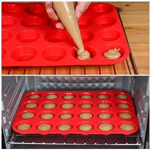 CAKETIME Silicone Muffin Pan, Mini Muffin Pan, Regular 12 Cups and Mini 24 Cups Cupcake Tin Set of 2 for Baking Egg Bites