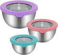 Mixing Bowl Set with Lids 3 Pieces Stainless Steel Mixing Bowl Nesting Metal Bowl Set for Cooking Baking Prepping & Food Storage Dishwasher Safe