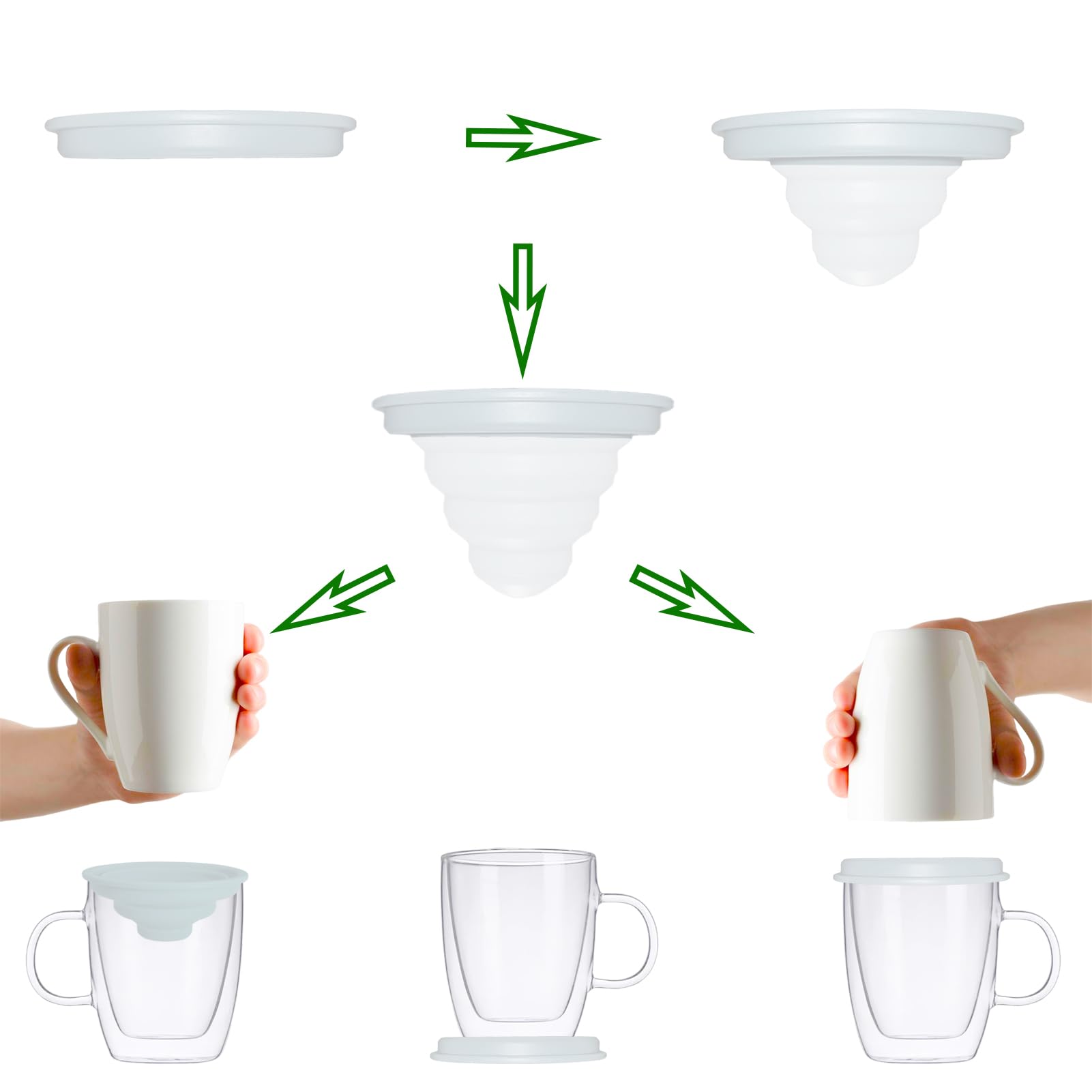 Aifeedi Coffee Mug Organizers and Storage (6Pack), Adjustable Mug Organizer for Kitchen Cabinet Shelf, Cup Stacker Holder for Tea Cup, Coffee Mug, Glassware, Save Space for Cupboard (Whit)