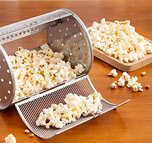 Falytemow Stainless Steel Rotisserie Grill Roaster Drum Oven Basket Oven Roast Baking Rotary for Peanut Dried Nut Coffee Beans BBQ (14 X 18cm)
