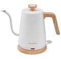Nueve&Five Electric Gooseneck Kettle with Thermometer, 1.0L Pour Over Hot Water Kettle for Coffee and Tea, 1000W, Auto Shutoff, Boil-Dry Protection, White