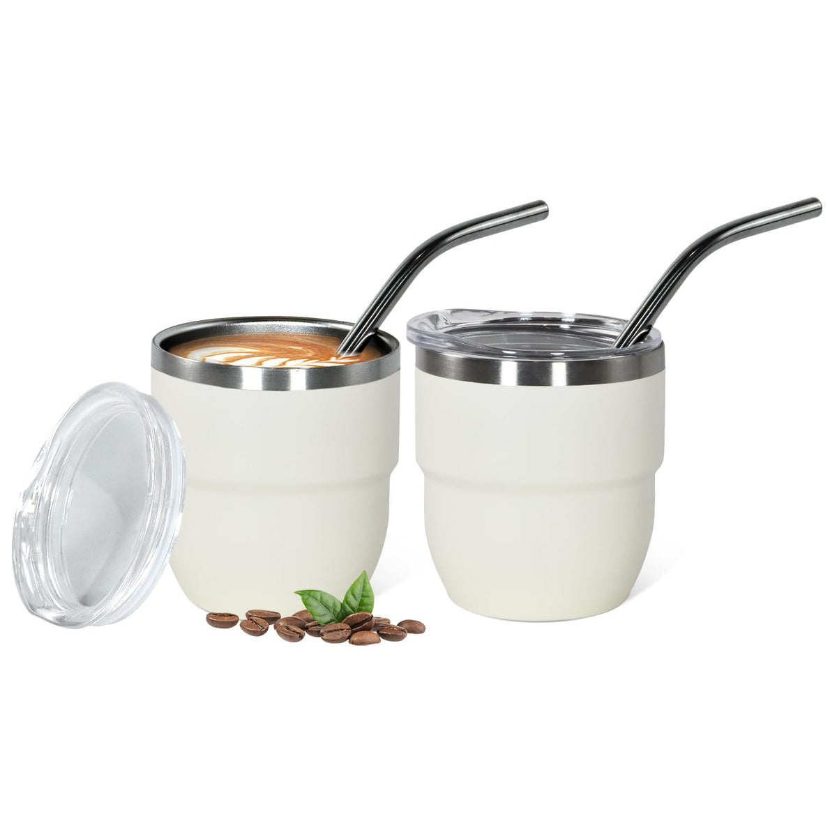 CHLJAR Espresso Cups, 6oz Insulated Espresso Cup Set of 2, Espresso Shot Cups, Stainless Steel Espresso Glasses, Stackable Mini Tumbler, Small Cup for Coffee