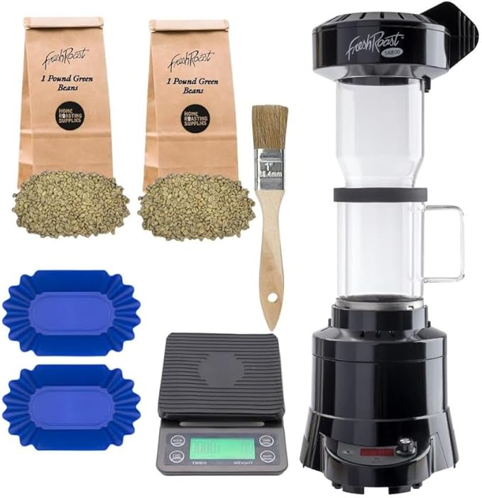 Fresh Roast SR540 Coffee Roaster Bundle with Glass Extension Tube, Digital Coffee Scale & Green Coffee Beans