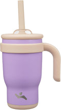 14 oz Tumbler with Side Handle, Insulated Water Bottle with Straw and 2 in 1 Lid, Stainless Steel Cup Travel Coffee Mug for Sports Office Gym,Purple