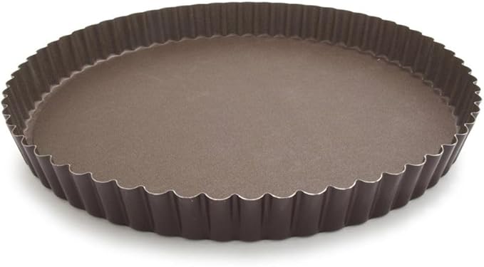 Paderno World Cuisine 11.875 Inch Fluted Non-Stick Tart Pan with Removable Bottom