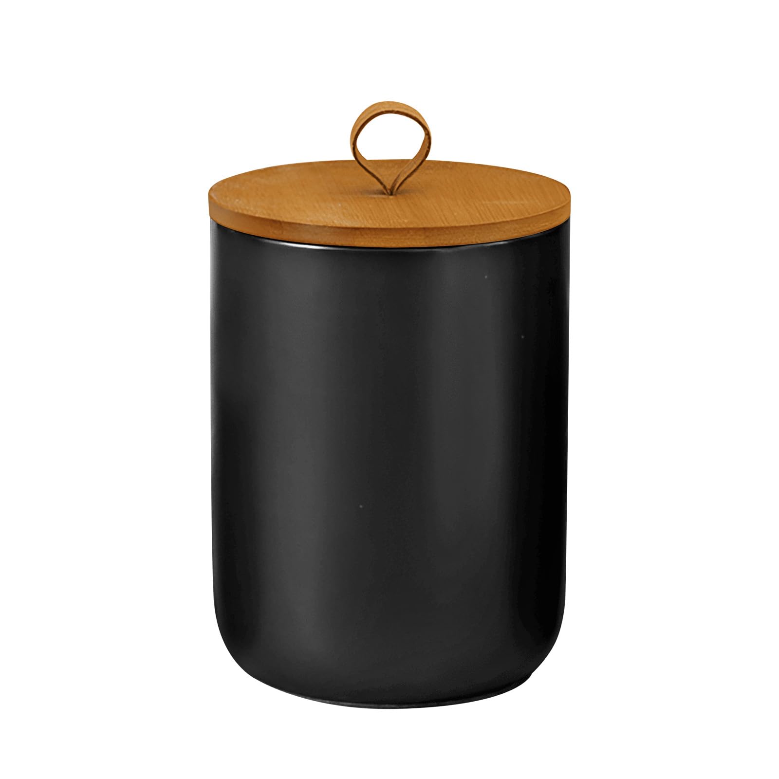 Jueison Ceramic Storage Jars, Modern Airtight Canisters with Wooden Lid (Black medium)