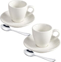 Porcelain Espresso Cup with Saucer And Stainless Steel mini Spoons, Espresso shot Cup, 80ml/2.7Oz, Pack of 2, White