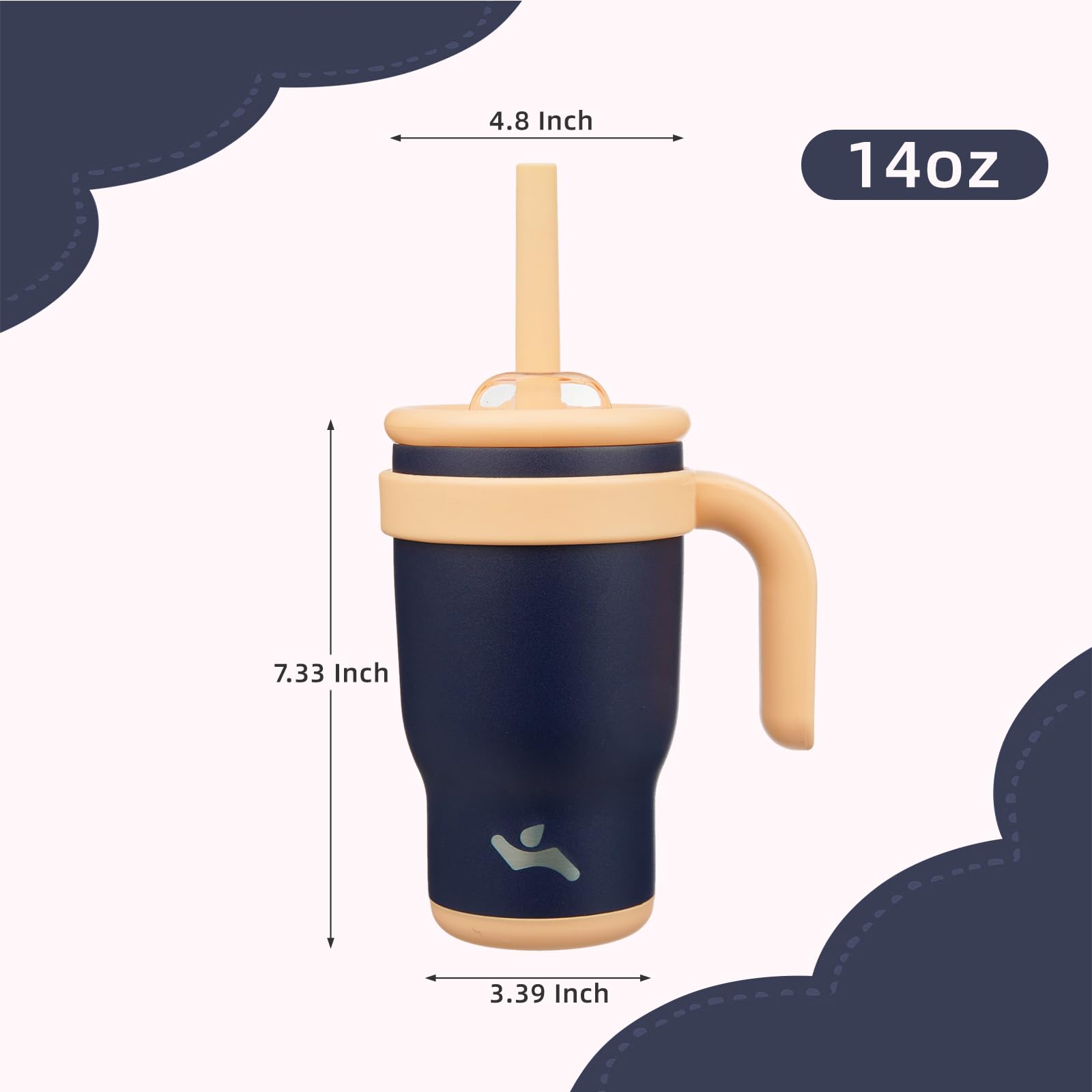 Konokyo 14 oz Tumbler with Handle and Straw, Insulated Travel Mug
