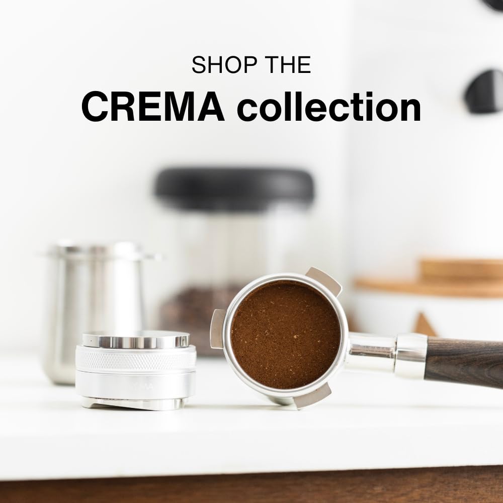 CREMA Coffee Products 58mm Bottomless Naked Portafilter | Compatible with 58mm Breville Machines | Includes Double Shot Filter Basket | Walnut