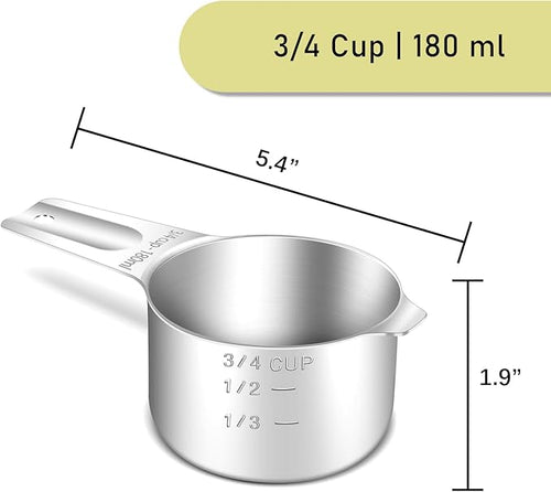 1PCS 3/4CUP (180ML, 6OZ) Measuring Cup, 18/8(304) Stainless Steel