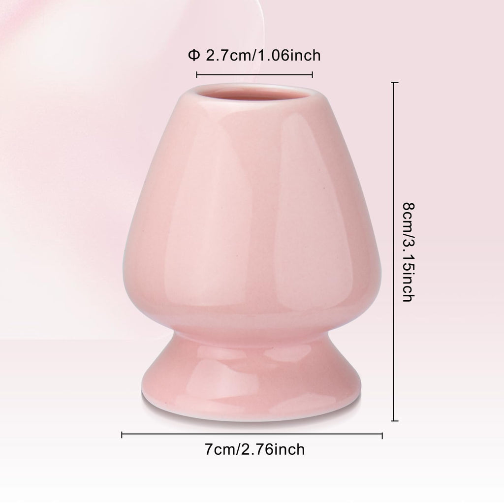 Eagsonway Traditional Japanese Matcha Tea Whisk Holder, 70mm Chasen Stand, Pink Ceramic, 2.7"L x 2.5"W