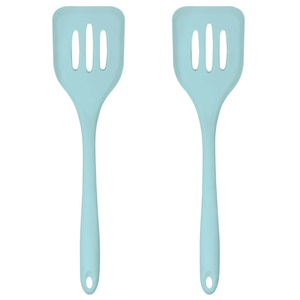 Silicone Slotted Turner Set – 2-Piece Set of Turner Spatulas for Eggs and Pancakes – Kitchen Tools & Accessories with Comfortable Handles, Heat-Resistant Utensils for Cooking and Baking – Pastel Blue