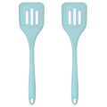 Silicone Slotted Turner Set – 2-Piece Set of Turner Spatulas for Eggs and Pancakes – Kitchen Tools & Accessories with Comfortable Handles, Heat-Resistant Utensils for Cooking and Baking – Pastel Blue