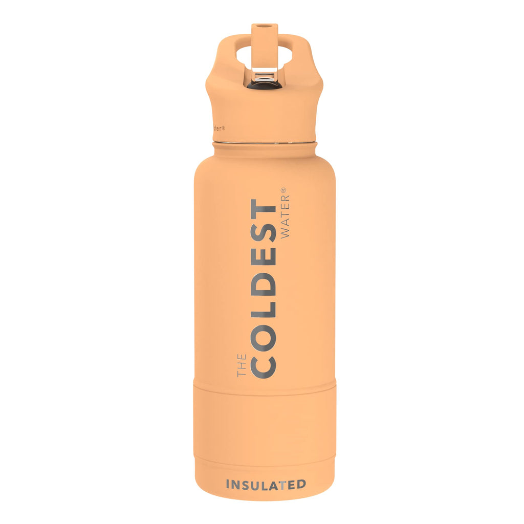 Coldest Insulated Water Bottle with Straw Lid - Stainless Steel Metal Insulated Bottle for Men & Women (Sahara Peach, 32 oz)