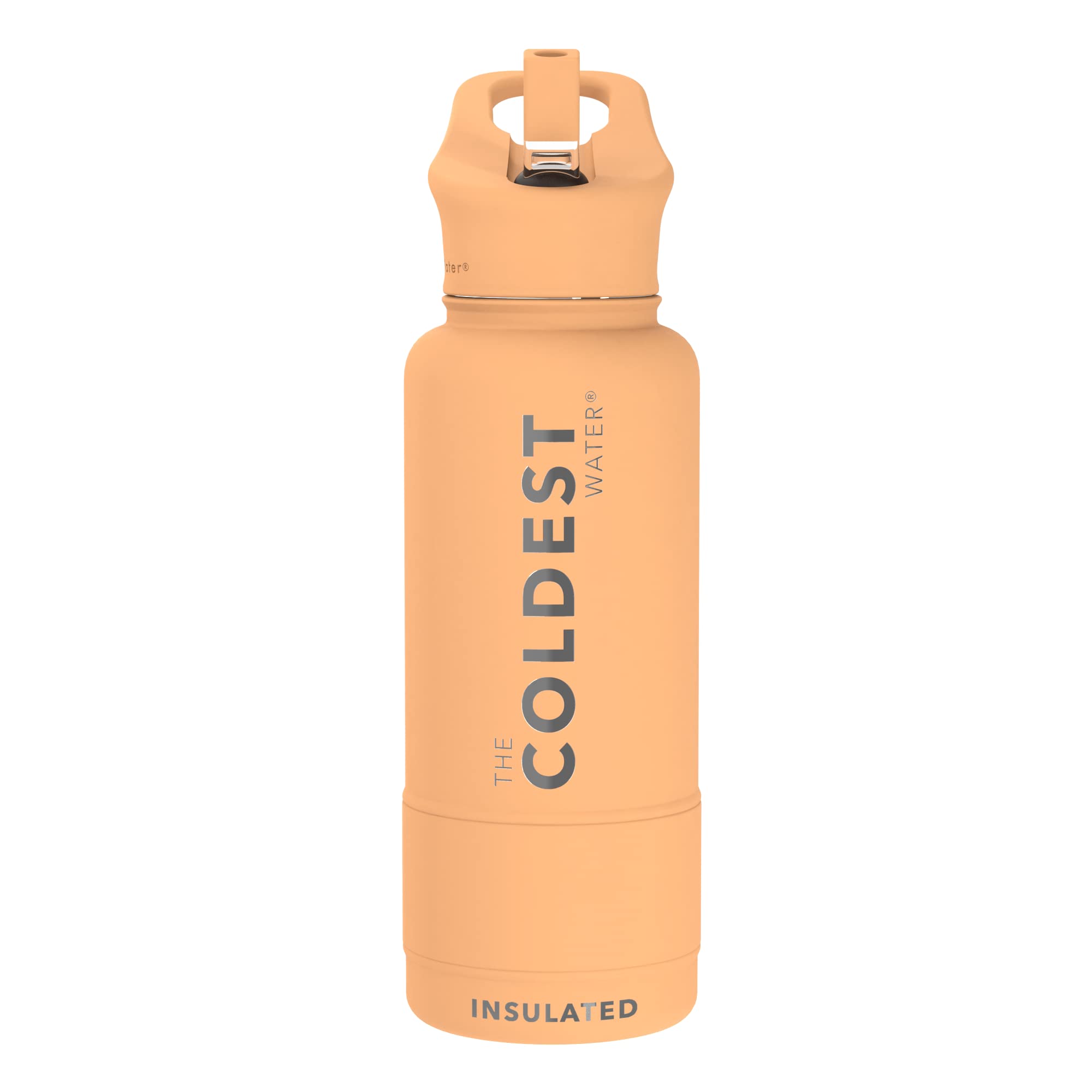 Coldest Insulated Water Bottle with Straw Lid - Stainless Steel Metal Insulated Bottle for Men & Women (Sahara Peach, 32 oz)
