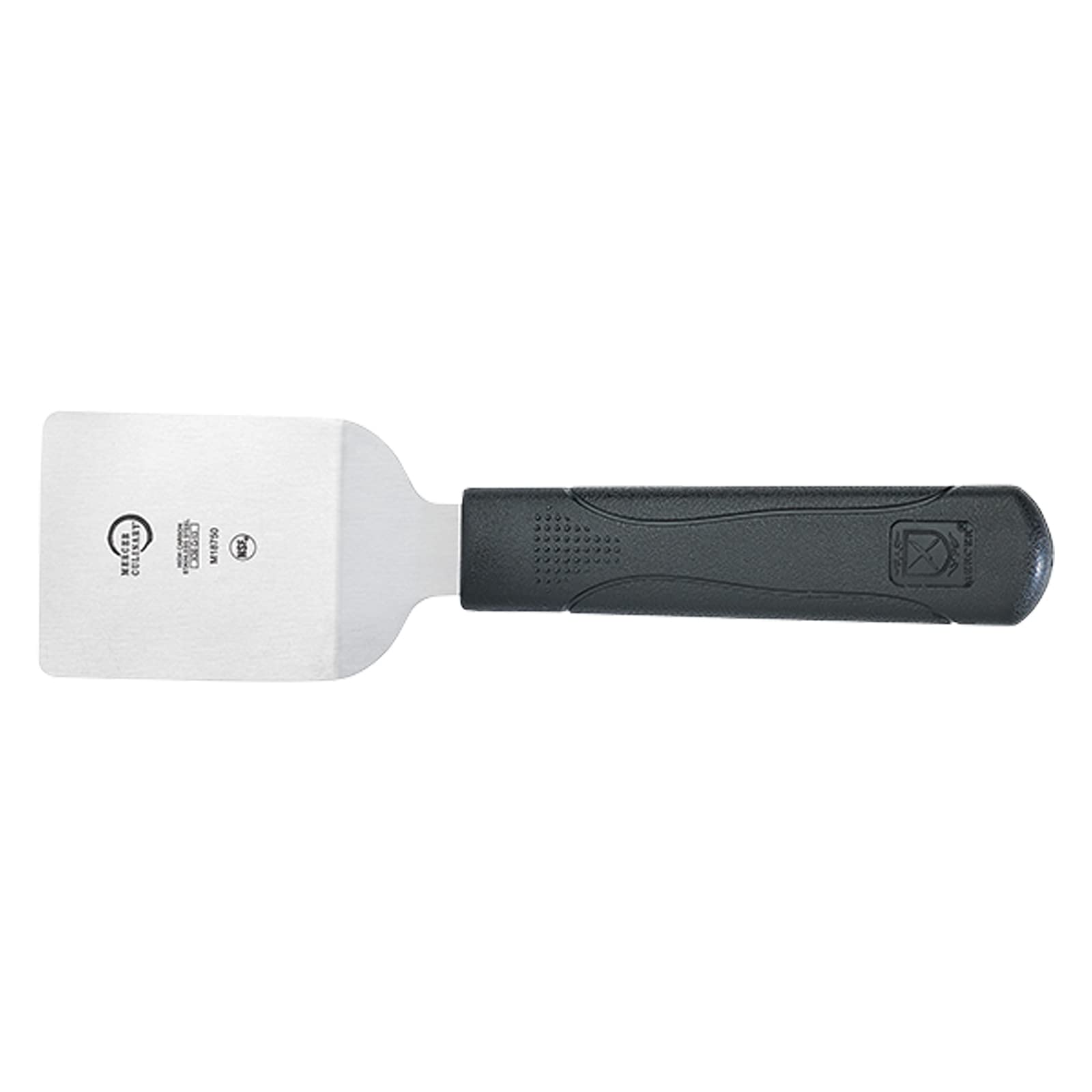 Mercer Culinary Millennia Mini Turner/Spatula, 2.5 Inch x 2.5 Inch Blade, Black Handle
