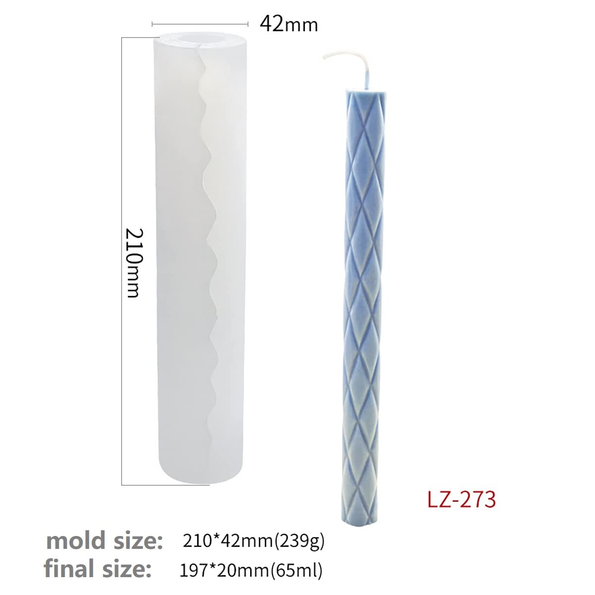 2 Pack Diamond Cylinder Twist Candle Mold - Silicone Mold for Cake Decoration, Round Shape Soap, Flower Fondant, and Resin