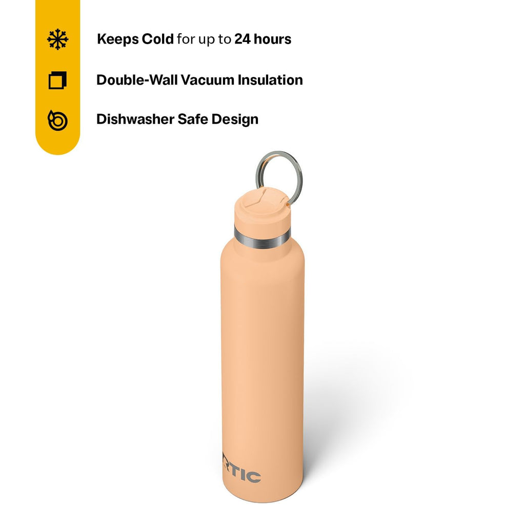 RTIC 26oz Journey Water Bottle Ceramic Lined Metal Stainless Steel Vacuum Insulated, BPA Free, Reusable, for Water, Hot and Cold Drinks, Travel, Sports, Camping, Peach Tea