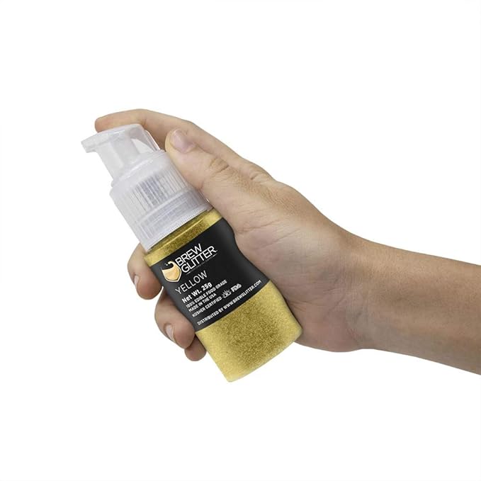 Yellow BREW GLITTER Edible Glitter For Drinks, Cocktails, Beer, Garnish Glitter & Beverages | KOSHER & HALAL Certified | 100% Edible & Food Grade | Vegan, Gluten, Nut Free (25g Spray Pump, Yellow)