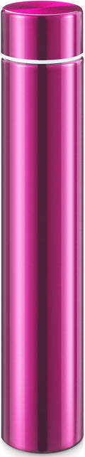Vesici 1 Pack Slim Water Bottle 8.8 oz Small Stainless Steel Purse Compact Insulated Water Bottles Camping Travel Backpack Pocket Flask for Car Cold Coffee Tea (Hot Pink)