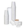 Smygoods White Disposable Paper Coffee Cups with Lids (10 OZ, 50 Count) For Hot Beverages, Tea, Espresso, Cocoa - To Go Drink Containers, Café & Office