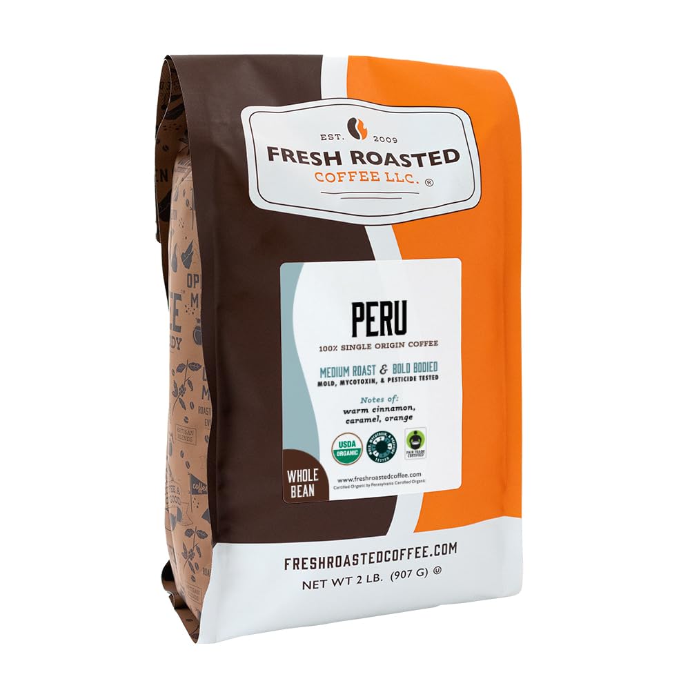 Fresh Roasted Coffee, 100% Colombian Whole Bean Coffee, Medium Roast, Kosher, 2 lb (32 oz)