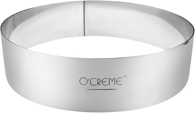 O'Creme Cake Ring Sturdy Stainless Steel Round Mousse Cake Ring Mold for Baking, Dessert Cake Decorating Pastry Rings 12 Inch Diameter x 4 Inch High