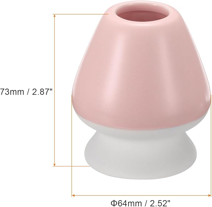 HARFINGTON Ceramic Chasen Stand 73mm Matcha Whisk Holder Teas Set Whisks Stand Traditional Matcha Tea Chasen Holder Tea Set Accessories for Tea Tasting, Pink White
