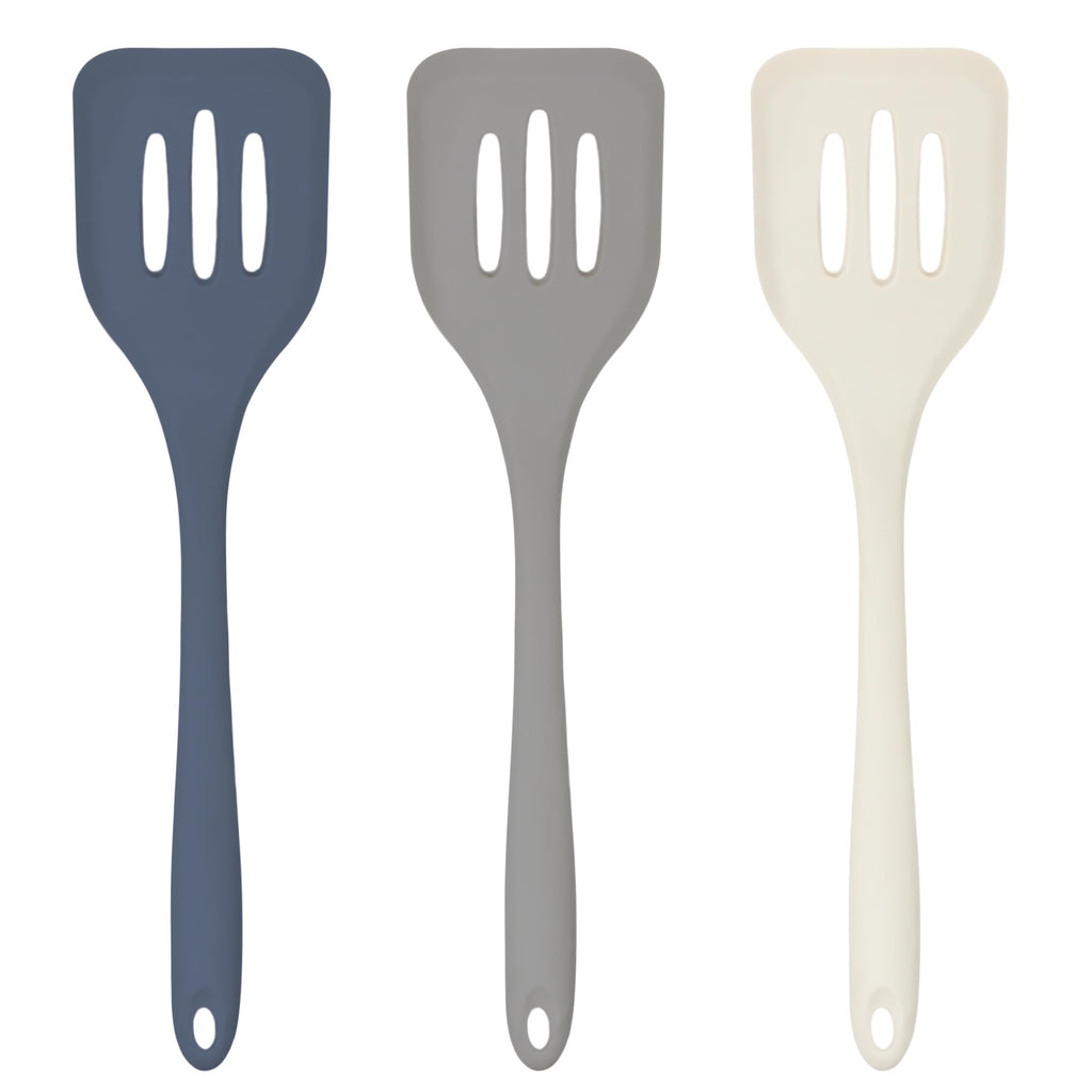 JS Gourmet 3 Pcs Colorful Silicone Spatula Set, Heat Resistant Rubber Kitchen and Baking Utensils for Non-Stick Cookware with Flexible Edges and Soft Touch Handles
