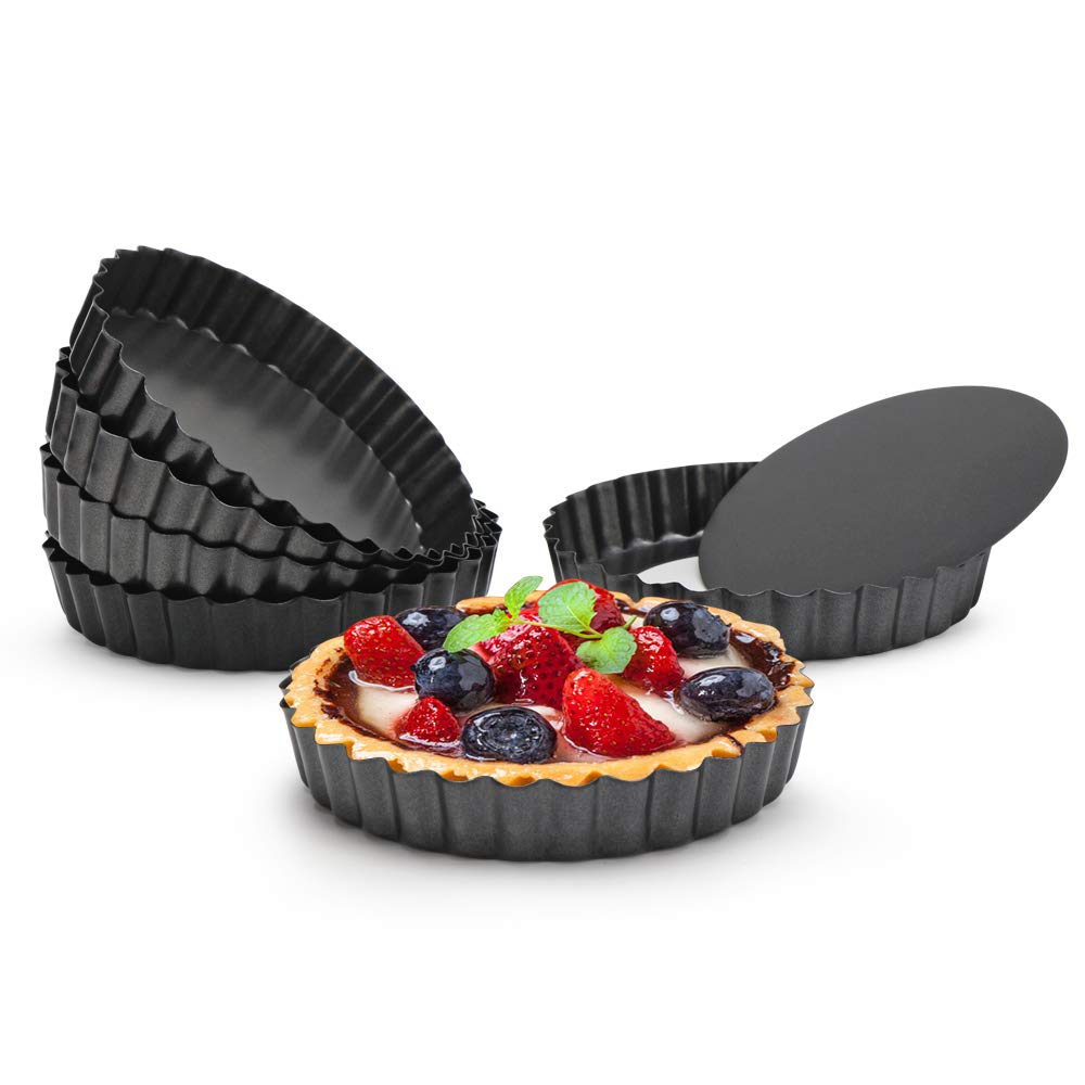 Beasea Tart Pan 9 Inch Removable Bottom, Non Stick Tart Pan with Removable Bottom Round Pie Pan for Baking