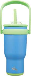 30 oz Tumbler with Side Handle, Insulated Water Bottle with Straw and 2 in 1 Lid, Stainless Steel Cup Travel Coffee Mug for Sports Office Gym,Sky Blue
