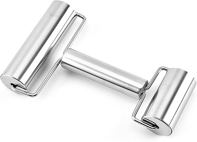 Pastry Pizza Roller, Smooth Non Stick Stainless Steel Rolling Pin Time-Saver Pizza Dough Roller for Home Kitchen Baking Cooking, H Shape Rolling Pins