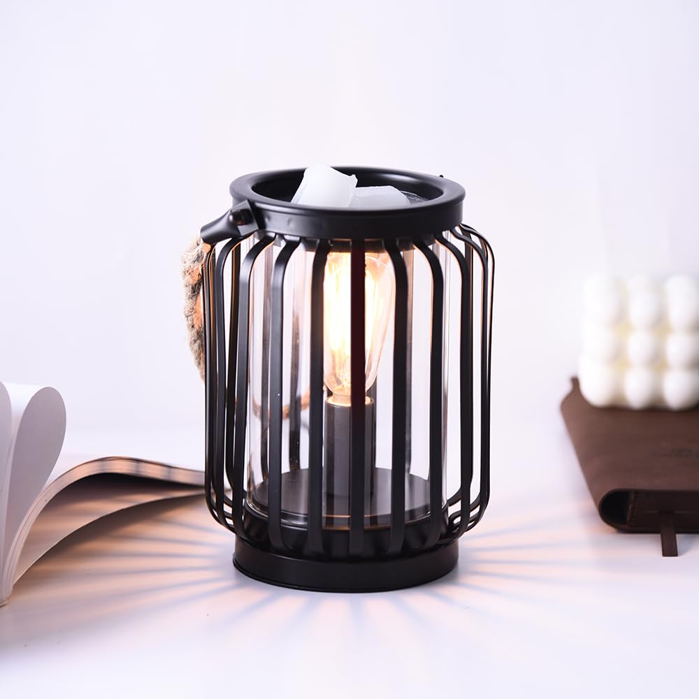 ORJG Electric Wax Warmer,Metal Wax Warmer,Rustic Candle Wax Burner for Aromatherapy Wax, Oil Burner,Fragrance,Home Decoration, Gifts (Lanterns), Black, HLBULB-002