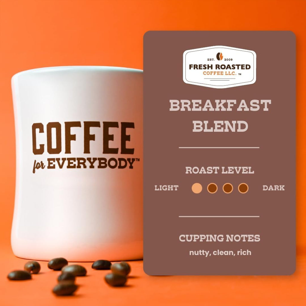 Fresh Roasted Coffee, Breakfast Blend Whole Bean Coffee, Light Roast, Kosher, 2 lb (32 oz)