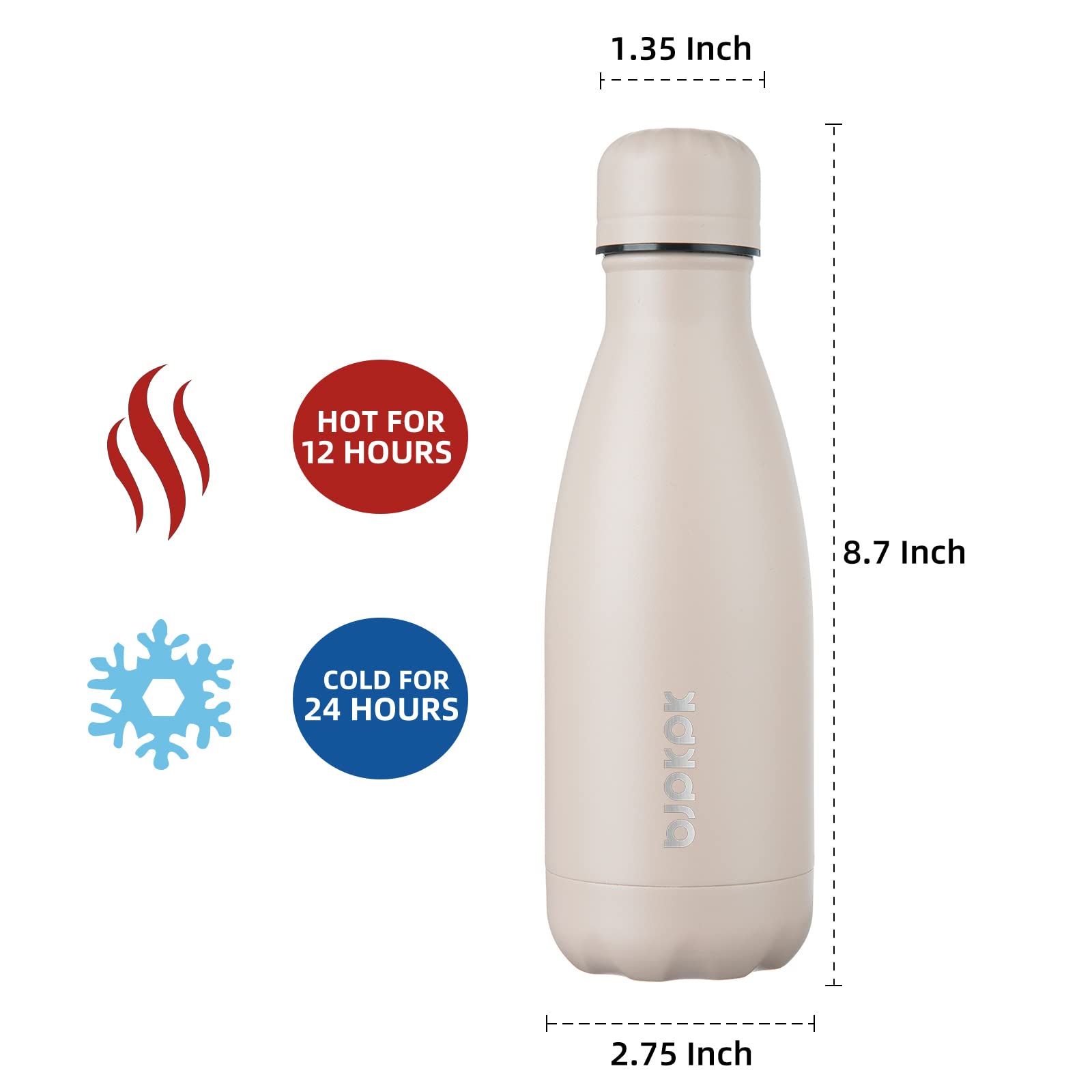 BJPKPK 12 oz Small Insulated Water Bottle, Stainless Steel Leak Proof Flask