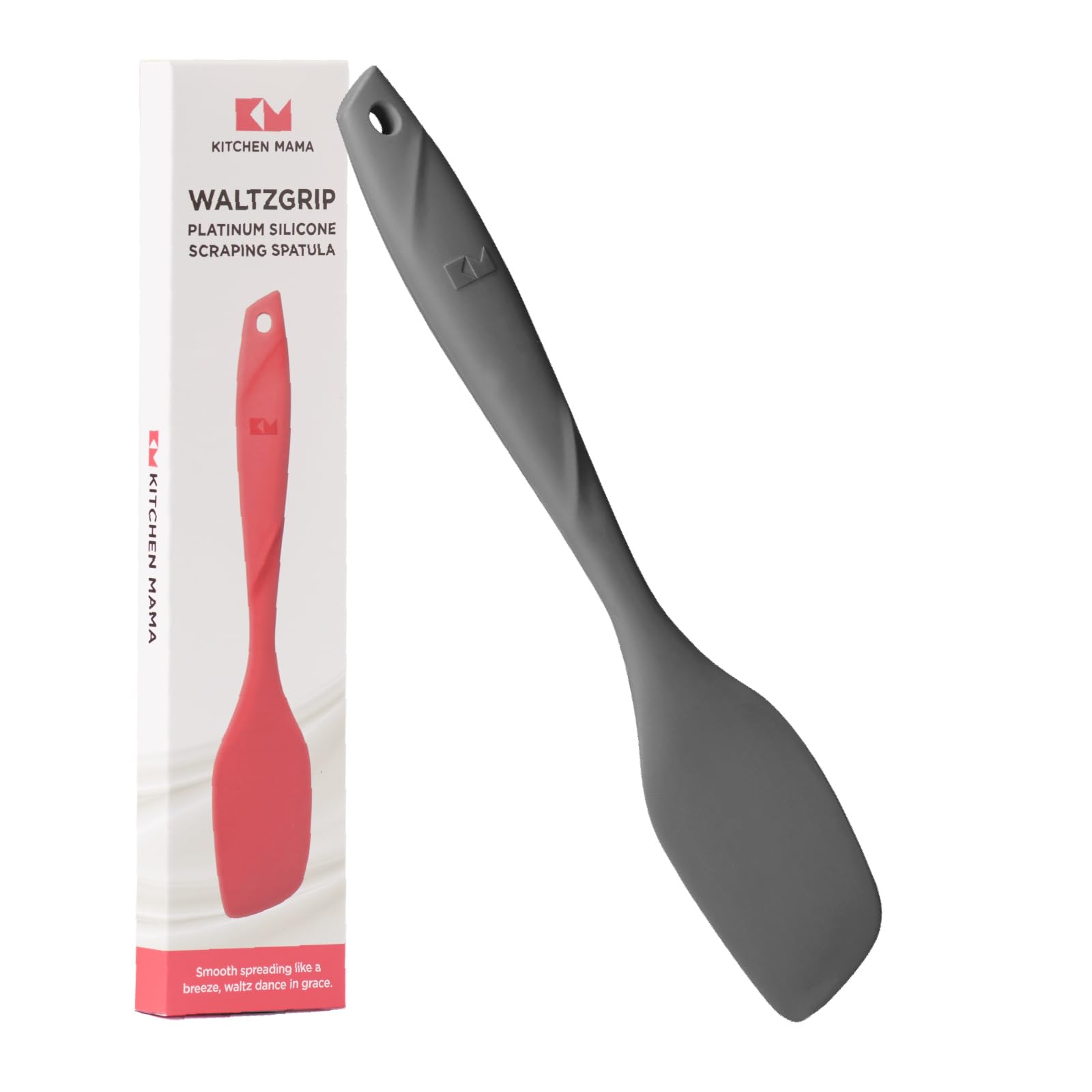 Kitchen Mama WaltzGrip Platinum Silicone Scraping Spatula, Metal Gray