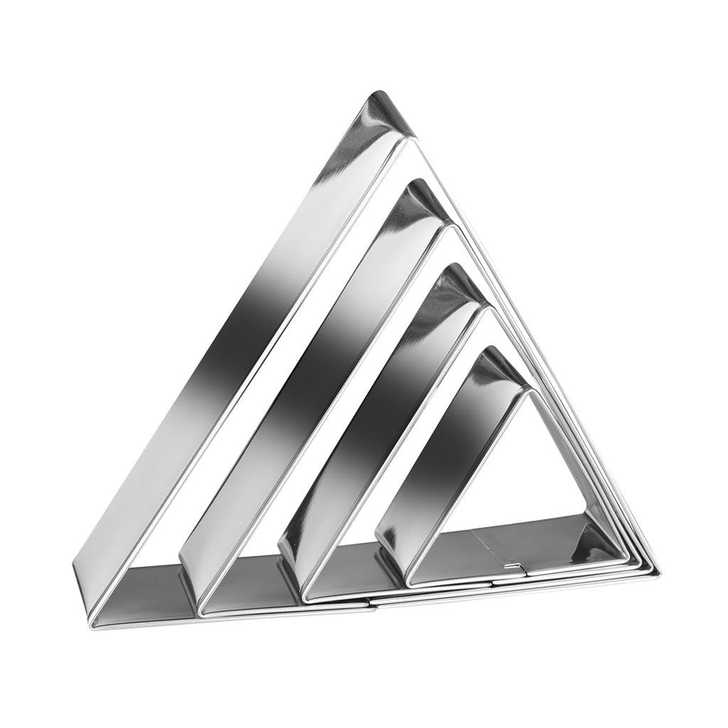 Equilateral Triangle Cookie Cutter Set Large Stainless Steel Geometric Frame Plaque Cookie Cutters Shapes Molds - 1 Inch Depth (4 Sizes)