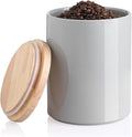 Sweejar Kitchen Canisters Ceramic Food Storage Jar, Stackable Containers with Airtight Seal Wooden Lid for Serving Coffee Bean, Flour, Tea, Cookies and More - 73 Fl Oz(Gray)