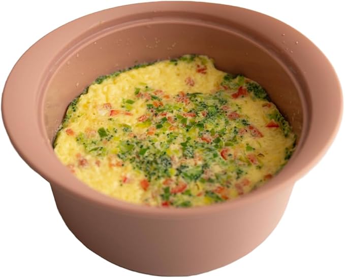AGUARD Microwave Silicone Steamer for Baby Food, Made In Korea, Oven & Dishwasher Safe to 482°F, Easy Clean, Microwave Pot with Handle & Lid, 100% Food Grade Steamer Bowl (Creme Brulee