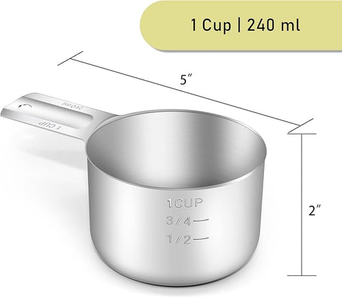 1PCS 1CUP(240ml, 8oz) Measuring Cup, 18/8 Stainless Steel Measure Scoop