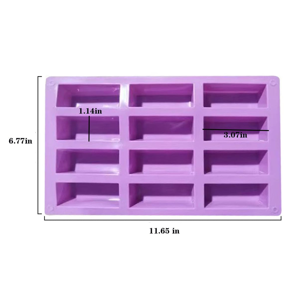 HLCM 2Pcs oat bar mold - 12rectangle silicone molds - Chocolate silicone mold for baking candies/energy bars, cheesecake, dried fruit cereal cookies (2, purple)