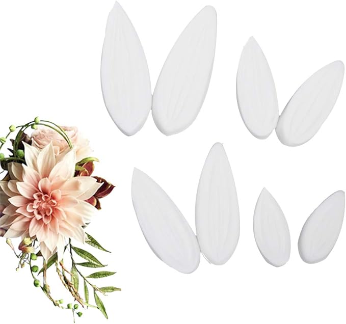 KALAIEN Dahlia Sugar Flower Veining Molds Fondant Cutters Gumpaste Cake Craft Tools(14PCS)
