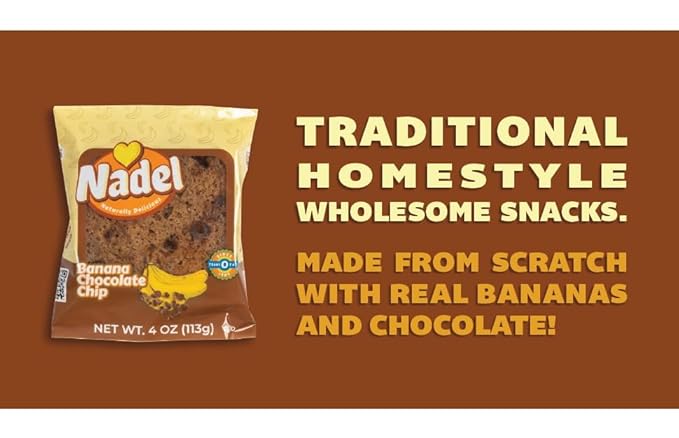 Nadel - Naturally Delicious Sweet Breads Variety Pack (Banana Chocolate Chip, Vanilla Pound Cake, Apple Spice, Pumpkin Spice). (4 Pack, 1 Bread Per Flavor)