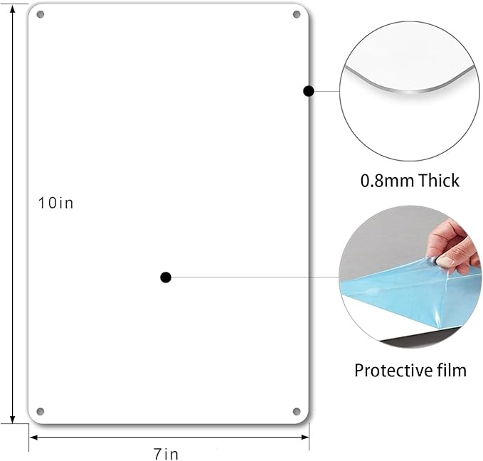 White Blank Metal Sign,10 x 7 Inches Sturdy Rust Free Aluminum Metal Signs White Color Blank Sign, Waterproof, Easy Mounting, Indoor or Outdoor Use (10)