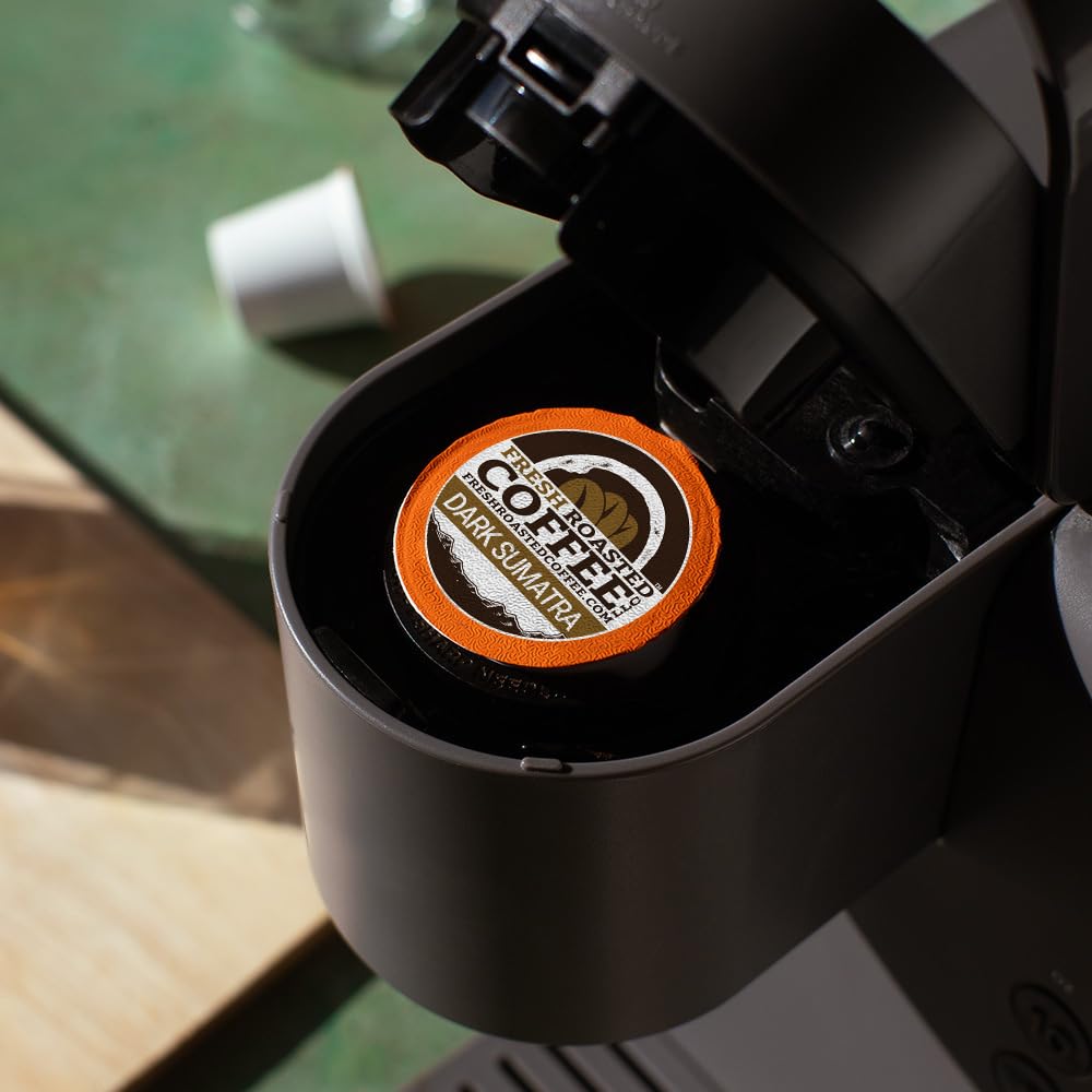 Fresh Roasted Coffee, Dark 100% Sumatra Mandheling K-Cup Pods for Keurig Brewers, Dark Roast, Kosher, 96 Count Loose Pack