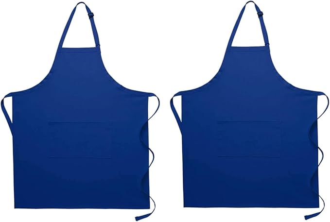 Pomp 2 Pack Premium Bib Aprons | Adjustable Neck + 2 Pockets | Water + Oil Resistance | Men & Women's Kitchen Cooking Aprons