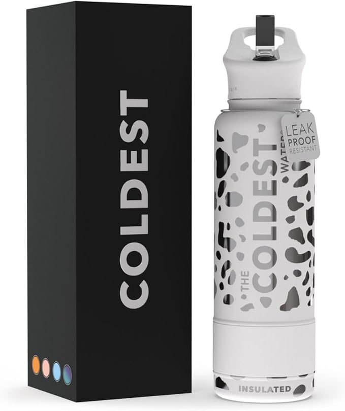 Coldest Insulated Water Bottle with Straw Lid - Stainless Steel Metal Insulated Bottle for Men & Women (Silver Leopard, 40 oz)
